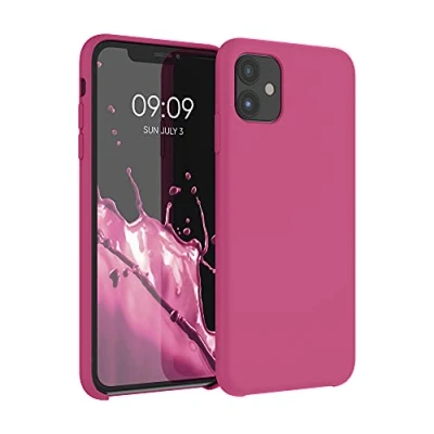 Abbildung von kwmobile Hülle kompatibel mit Apple iPhone 11 Silikon Handy Case Handyhülle weiche Oberfläche kabelloses Laden Himbeer Pink