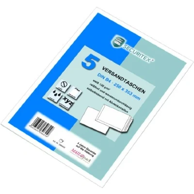 Abbildung von Elepa Versandtaschen Securitex B4 130g/qm haftklebend weiß VE=5 Stück