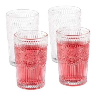Abbildung von relaxdays Gläser Set Vintage Trinkgläser 4er 400 ml, Glas