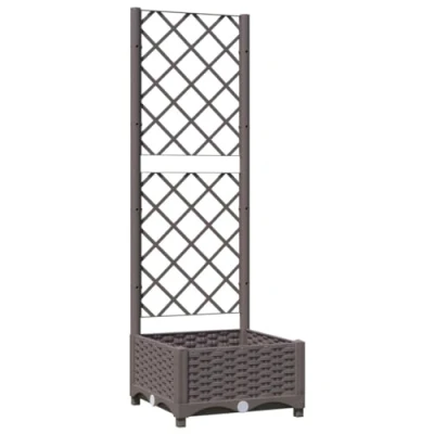 Abbildung von vidaXL Pflanzkübel mit Rankgitter Blumenkübel Pflanzkasten Blumentopf Blumenkasten Rankhilfe Spalier Gartenspalier Braun 40x40x121,5cm PP
