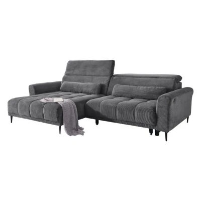 Abbildung von Massivart® Ecksofa LOGAN Cord grau / 277 cm, Cordsofa, Sitztiefenverstellung, Kopfteilverstellung, Nosagunterfederung