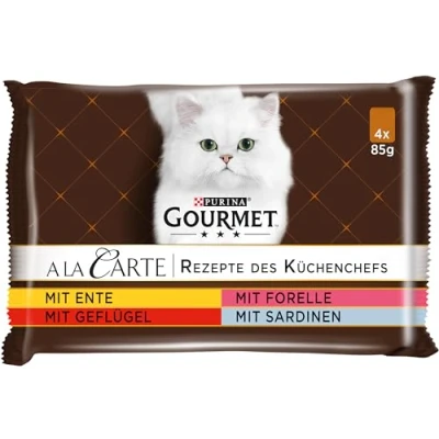 Abbildung von GOURMET PURINA A la Carte Katzenfutter nass, Sorten Mix, 12er Pack (12 x 4 Beutel à 85g)