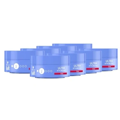 Abbildung von Schwarzkopf TAFT Ultra Styling Wax (8x 75ml), Haarwax für bis zu 24 Stunden Kontrolle flexibler Frisuren, schonend Haar und Kopfhaut, veganes, Haarstyling
