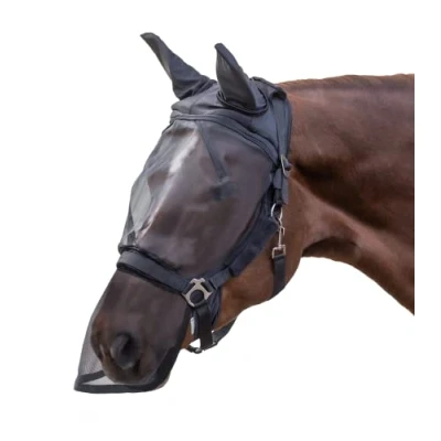 Abbildung von Waldhausen PREMIUM Fliegenmaske, mit Ohren und Nasenschutz Pony Schwarz