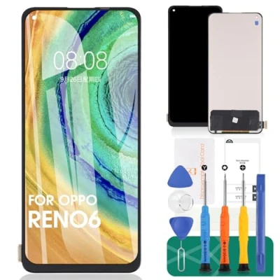 Abbildung von TFT für Oppo Reno6 5G LCD Display Reno 6 Bildschirm Ersatz Touchscreen CPH2251 Digitizer ohne Rahmen (schwarz, Fingerabdruckerkennung)