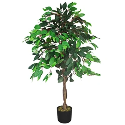 Abbildung von Decovego Kunstpflanze Künstliche Pflanze Benjamin Ficus künstlicher Baum Künstlich im Topf Plastik Pflanzen Zimmerpflanze wie Echt Deko 110 cm Innendekoration