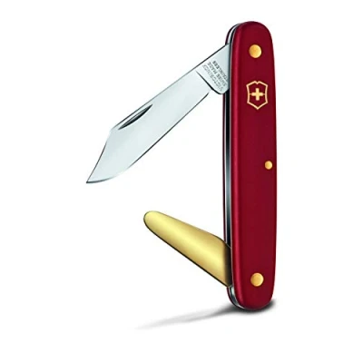 Abbildung von Victorinox Okuliermesser 2, Garten Taschenmesser, Gärtner und Floristen, Klinge, spitz, Messing Rindenlöser, rot