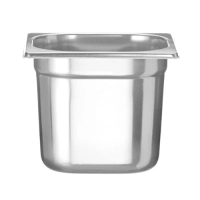 Abbildung von HENDI Gastronormbehälter, Temperaturbeständig von 40 bis 300C, Heissluftöfen Kühl und Tiefkühlschränken Chafing Dishes Bain Marie, Stapelbar, 2,4L, GN 1/6, 176x162x(H) 150mm, Edelstahl 18/10