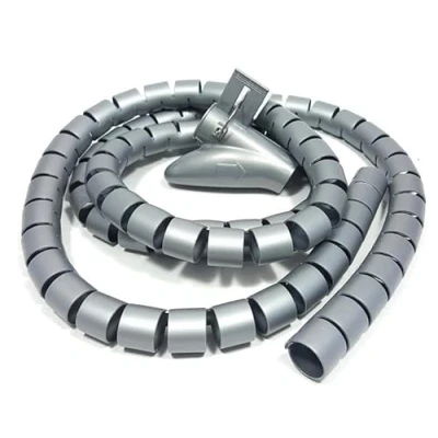 Abbildung von Bambelaa! Kabelschlauch 1,5m 3m Kabelkanal kürzbar Kunststoff flexible Kabelorganisation 20mm 30mm Durchmesser (Grau, x 30mm)