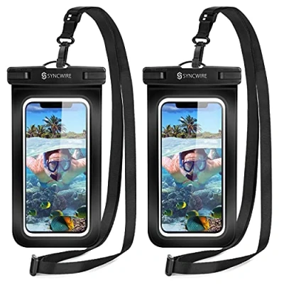 Abbildung von Syncwire wasserdichte Handyhülle Unterwasser Wasserfeste IPX8 2 Stück 7&quot; Wasserdicht Handytasche für iPhone 15 Pro 14 13 12 11 XS Max SE Galaxy S24
