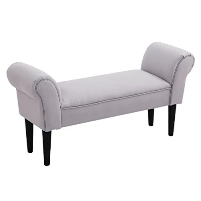 Abbildung von HOMCOM Bettbank, Polsterbank, Sitzbank, Flurbank für Schlafzimmer, bis 130 kg Belastbar, Segelstoff, Grau, 102 x 36 51 cm