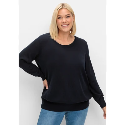Abbildung von Sheego Strickpullover, Damen, Größe: 56/58, Tiefblau