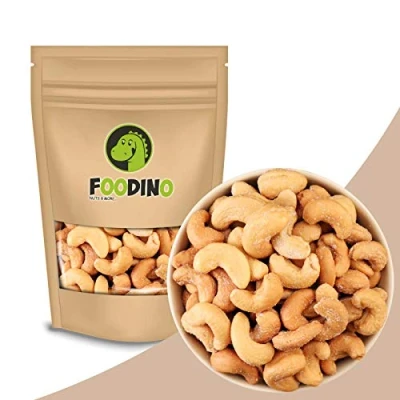 Abbildung von Cashewkerne geröstet und gesalzen Cashewnüsse Cashew Kerne ganz ungeschwefelt 100% Cashews 500g 5kg wiederverschließbar Premium Qualität FOODINO (5kg)