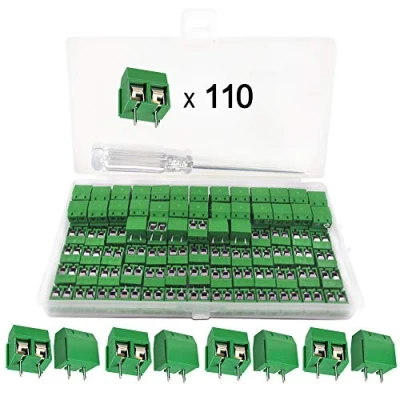 Abbildung von YIXISI 110 Stücke 5mm 2 Pin PCB Mount Screw Terminal Block, Schraubklemme Steckverbinder, für Arduino