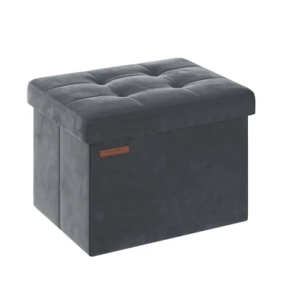 Abbildung von SONGMICS Sitzhocker mit Stauraum, kleine klappbare Sitzbank, 31 x 41 cm Fußbank, Aufbewahrungsbox, bis 130 kg belastbar, für Wohnzimmer Schlafzimmer Schlafsaal, schiefergrau LSF200G01