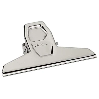 Abbildung von MAUL Papierklemmer MAULpro aus Metall Moderner Klemmer mit breitem Verschlussclip 12,5 cm und Klemmweite 3 Gadget für Haushalt, Küche Büro geeignet DIY Projekte Silber
