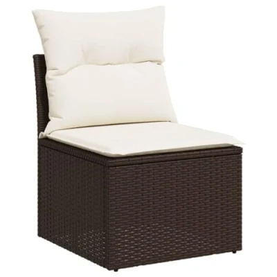 Abbildung von vidaXL Gartensofa ohne Armlehnen mit Kissen, Outdoor Sofa abnehmbarem waschbarem Bezug, Gartenstuhl Stahlrahmen, Terrassensofa Gartenmöbel, Braun Poly Rattan