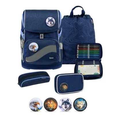 Abbildung von Belmil Smarty Plus Premium Schulranzen Set 5 teilig Topographic