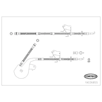 Abbildung von CORTECO 19036855 Bremsschläuche Vorderachse links 390 CITROËN: C5 III Kombi, C6 Limousine, 3, PEUGEOT: 407 SW, SW Kasten / Kombi