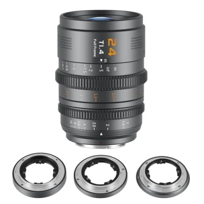Abbildung von SIRUI VP 1 Vision Prime T1.4 Full Frame Cine Lens, 24mm Manual Focus Cinema Lens with Pre Installed E Mount, Interchangeable RF/Z/L Mounts (Metal Gray)