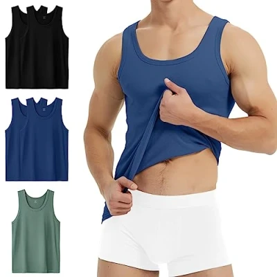 Abbildung von YouShow Sportunterhemden Herren Tank Top 5er Packs Feinripp Baumwolle Athletic T Shirt XL Schwarz 2 Marine Olive 1