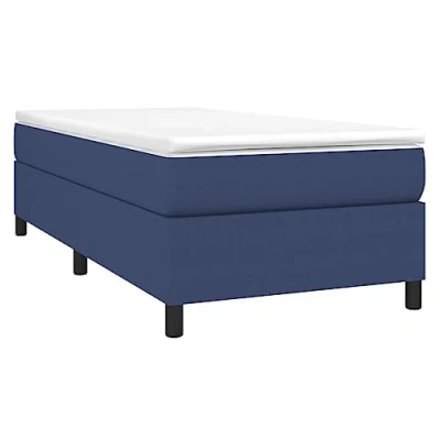 Abbildung von vidaXL Bettgestell, Polsterbett Bett für Schlafzimmer, Bettrahmen mit Lattenrost, Schlafzimmerbett Einzelbett, Blau 90x190cm Stoff