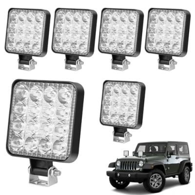 Abbildung von Sporgo LED Arbeitsscheinwerfer: 6 Stück 48W Offroad Reflektor Zusatzscheinwerfer, 12V 24V Rückfahrscheinwerfer IP67 Wasserdicht Scheinwerfer für Traktor,Bagger, SUV, UTV, ATV
