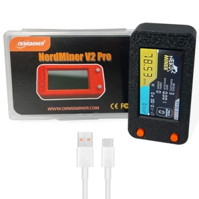 Abbildung von Nerdminer V2 Pro 78KH/s T Display S3 1.6.3 Bitcoin Solo Lotterie Miner Win 3.125 BTC mit geringem Stromverbrauch Crypto schwarzem Gehäuse und Typ C Datenkabel