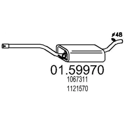 Abbildung von MTS 01.59970 Mittelschalldämpfer 1350 FORD: Focus Mk1 Limousine, Kombi, Schrägheck kfzteile, kfzteile24, bandel online, bandel,