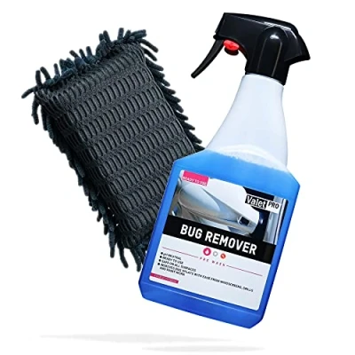 Abbildung von detailmate Set: ValetPRO Bug Remover 0,5L + Insektenschwamm schwarz Insektenentferner fürs Auto/Motorrad Insektenreiniger mit schonenden Chenille Lamellen