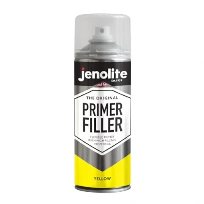 Abbildung von JENOLITE Filler Grundierung Sprühlack. Schnell trocknende Acrylfarbe. Farbe: Gelb. Inhalt: 1 Spraydose 400ml