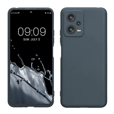 Abbildung von kwmobile Handyhülle kompatibel mit Xiaomi Redmi Note 12 5G / Poco X5 Hülle Handy Case aus weichem Silikon in Dunkler Schiefer