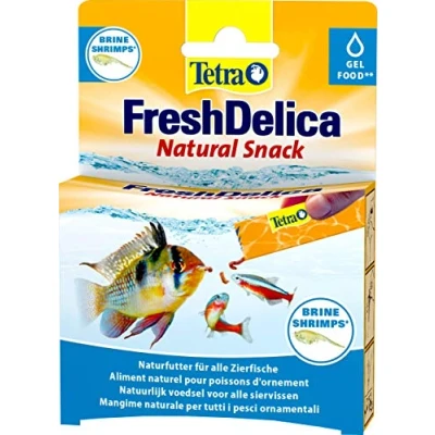 Abbildung von Tetra FreshDelica Brine Shrimps natürlicher Snack mit Artemia für Zierfische, Leckerbissen in Gelee, 16 x 3 g Beutel