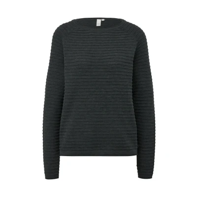 Abbildung von QS MIT Strukturmuster Strickpullover, Damen, Größe: Medium, Schwarz