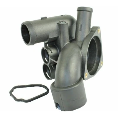 Abbildung von METZGER 4010028 Flansch Zylinderkopf, stirnseitig mit Dichtung ohne Sensor, Thermostat VOLKSWAGEN: Golf 4 Schrägheck, TRANSPORTER Bus