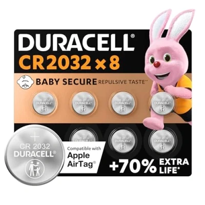 Abbildung von Duracell CR2032 Knopfzellen, CR 2032 Lithium Knopfzelle 3 V (8 Stück), ideal für z.B. Autoschlüssel, Waagen, Fitnesstracker, medizinische Geräte