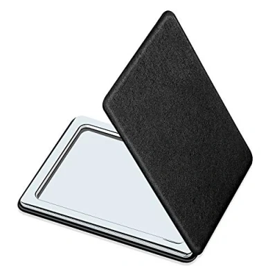 Abbildung von Kompakt Spiegel für Männer, Frauen und Mädchen, schwarz, Reise Make up Handtasche Tasche, tragbarer, doppelseitiger mit Verzerrungsfrei