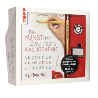 Abbildung von Kreativ Set Die Kunst des Zeichnens Kalligraphie: Buch für Kalligraphie Einsteiger sowie Federhalter, Feder mit Reservoir und Tintenfass (Buch plus Material)