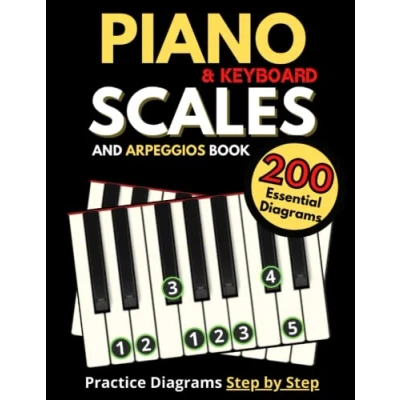 Abbildung von Piano &amp; Keyboard Scales and Arpeggios Book, Practice Diagrams Step by Step: Fundamentals of Practices, All the Major, Minor (Pentatonic, Blues Modal Scales) Simple Music Theory