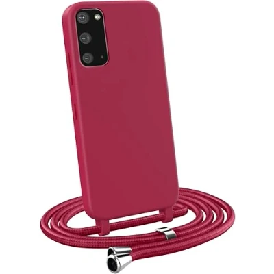 Abbildung von MyGadget Handykette für Samsung Galaxy S20 [ Hülle mit verstellbaren Band ] TPU Handyhülle Handyband zum Umhängen Kordel Schnur Case Schutzhülle Bordeaux Rot