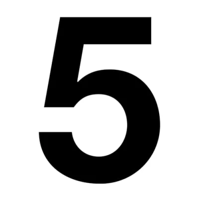 Abbildung von Zahlen Aufkleber Nr. 5 in schwarz I Höhe 10 cm selbstklebende Haus Nummer, Ziffer zum Aufkleben für Außen, Briefkasten, Tür wetterfest kfz6735