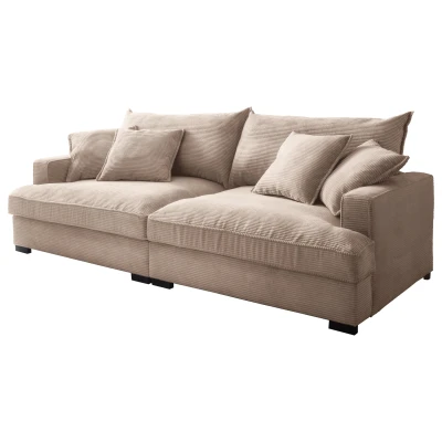Abbildung von Massivart® Big Sofa TRIBECCA Cord beige 242 cm / 4 Sitzer, Cordsofa, Nosagunterfederung, 2 Rückenkissen, Zierkissen