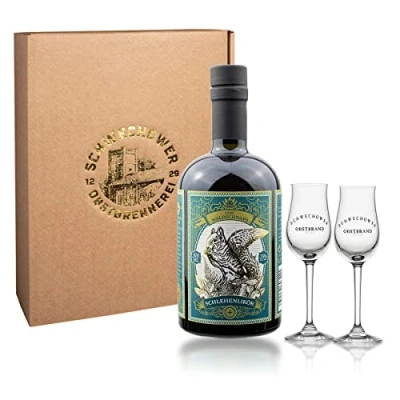 Abbildung von LIKÖR 0.5l (25% Vol) Waldlikör Schlehenlikör mit Rum Geschenk + Gläser 1229 Waldschnaps Geschenkverpackung