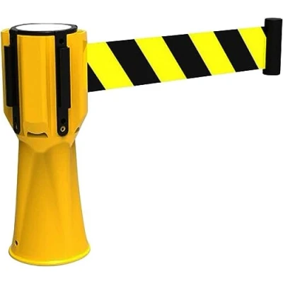 Abbildung von DLUXCA Einziehbares Leitkegel Aufsatzband, Kegel Absperrband, am montierbarer Notfallwarngürtel, gut sichtbarer einziehbarer Aufsatz für Verkehrskegel(Yellow,5m)