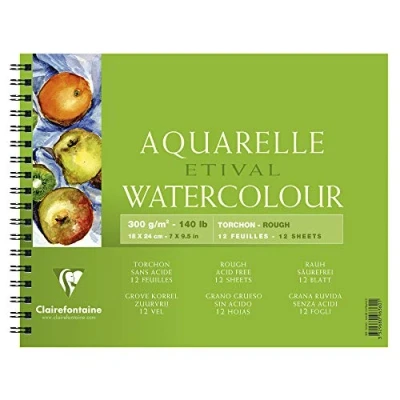Abbildung von Clairefontaine 96360C Spiralalbum / Block mit Doppelspirale Etival Aquarellpapier Torchon, 12 Blatt 300g, 18x24 cm, 100% Zellulose, Studienqualität, für Einsteiger und Hobbykünstler, Weiß, 1