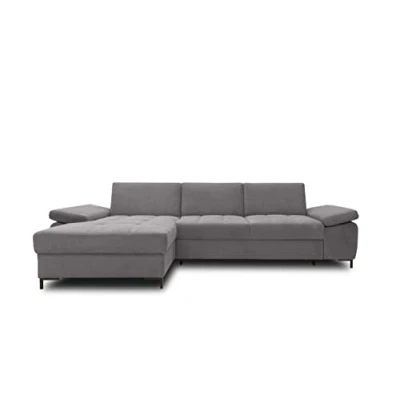 Abbildung von DOMO. collection Ecksofa Curacao, Schlafsofa mit Federkern und Armlehnfunktion in L Form, Couch Schlaffunktion, Sofa, Polsterecke 297 x 160 84 cm (BxTxH), dunkelgrau