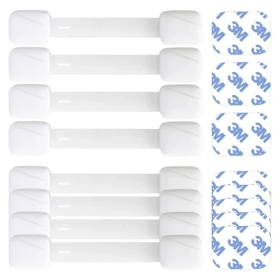 Abbildung von BABYGO® Premium Kindersicherung für Schrank, Schubladen und Kühlschrank 8 Stück Schrankriegel, Schubladensicherung Baby Kinder Unsichtbar, Schwarz