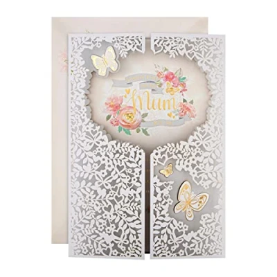 Abbildung von Hallmark Muttertagskarte für Mama lasergeschnittenes Design mit langem Vers, mehrfarbig
