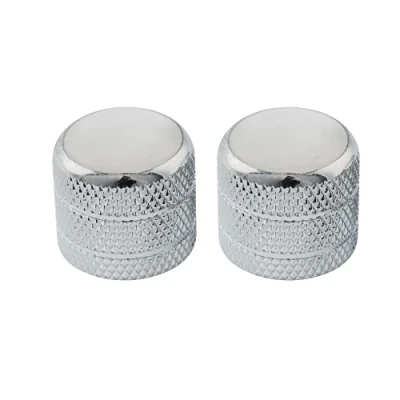 Abbildung von Musiclily Pro Inch Fein 24 Zähne Stahl Potiknopf Oberfläche Perlmutt Push on Dome Knobs für USA E Gitarre oder Bass, Chrom (2 Stück)