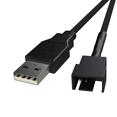 Abbildung von LINKUP USB to 3/4 P PWM 5V┃CPU/Case Fan Sleeved Power Cable Adapter┃USB 2.0, 3.0, 3.1
